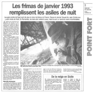 Les frimas de janvier 1993 remplissent les asiles de nuit