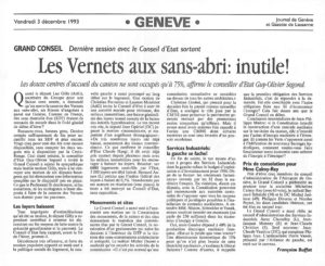 Les Vernets aux sans-abri: inutile !