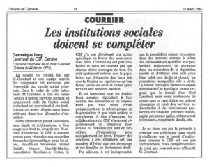 Les institutions sociales doivent se compléter