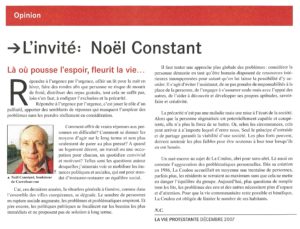 Noël Constant : Là où pousse l’espoir, fleurit la vie