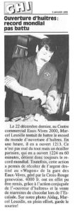 Ouverture d’huitres: record mondial pas battu